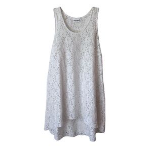 Profile by Gottex White Sheer Floral Lace Swim Coverup Dress Stretch Hi-Low Hem